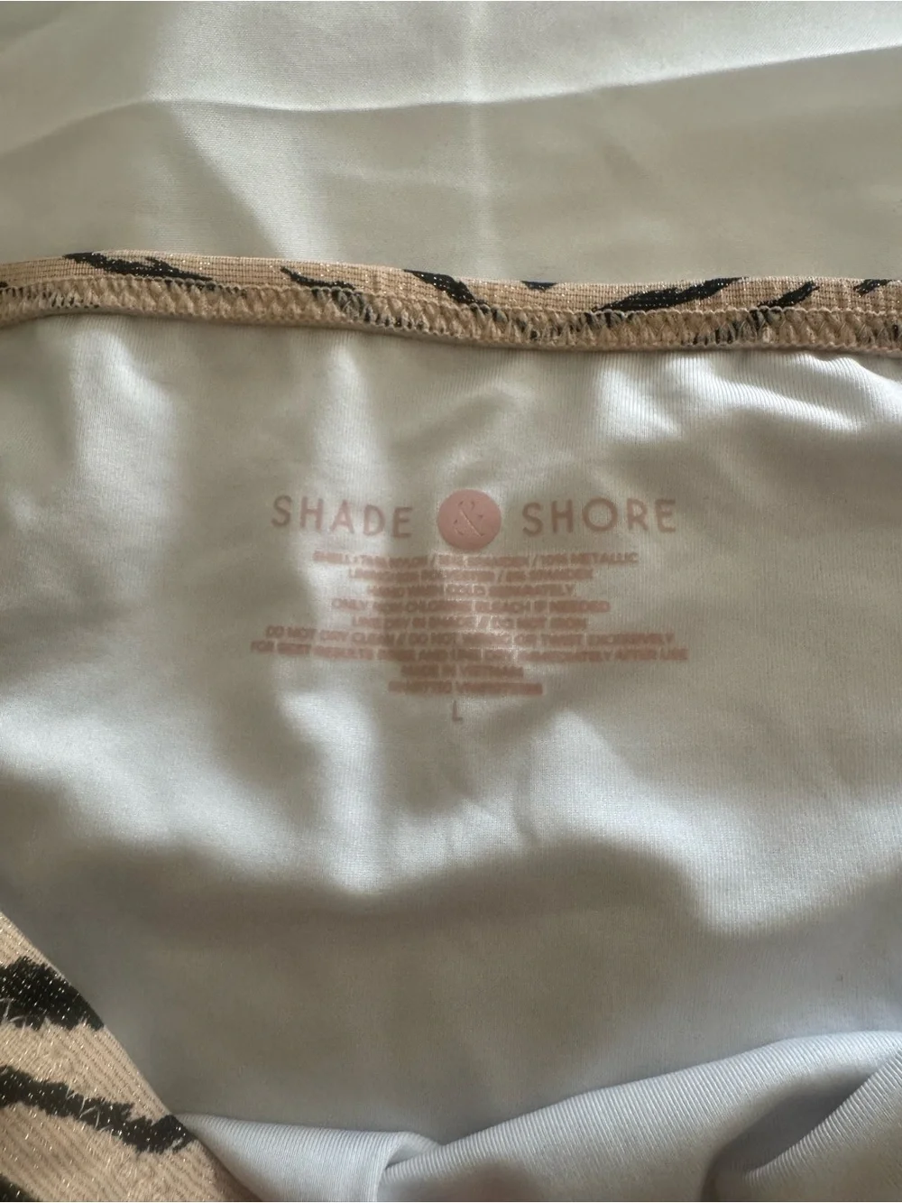 Shade & Shore Tan and Black Tiger-Stripe Bikini Bottom